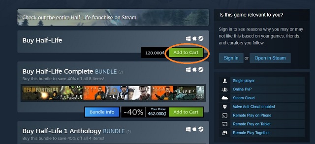 cách mua game trên steam