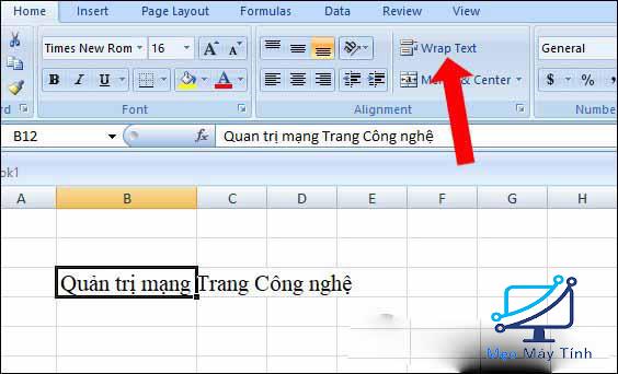 Xuống dòng trong Excel bằng Wrap Text 1