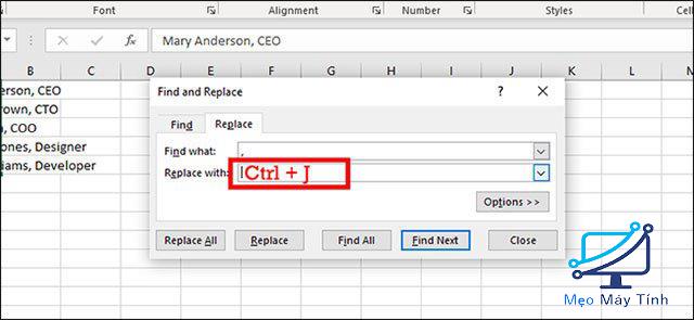 Ngắt dòng sau các ký tự cụ thể trong Excel 4