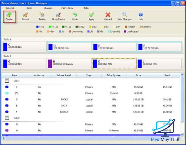 Phần mềm chia ổ cứng Tenorshare Partition Manager