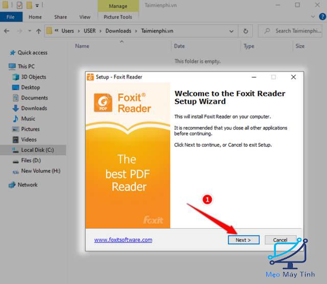 Cài đặt phần mềm Foxit Reader bước 1