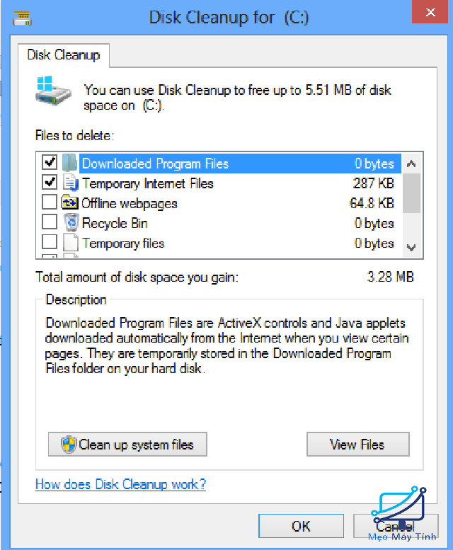 Phần mềm dọn rác Disk Cleanup 