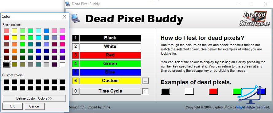 Phần mềm test máy tính Dead pixel buddy