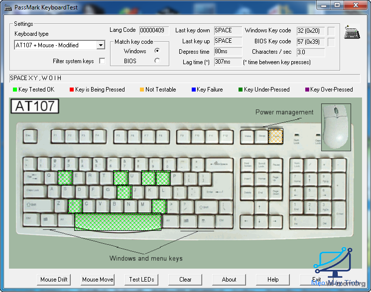 Phần mềm test máy tính PassMark KeyboardTest