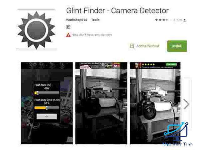 Phần mềm phát hiện camera quay lén Glint Finder
