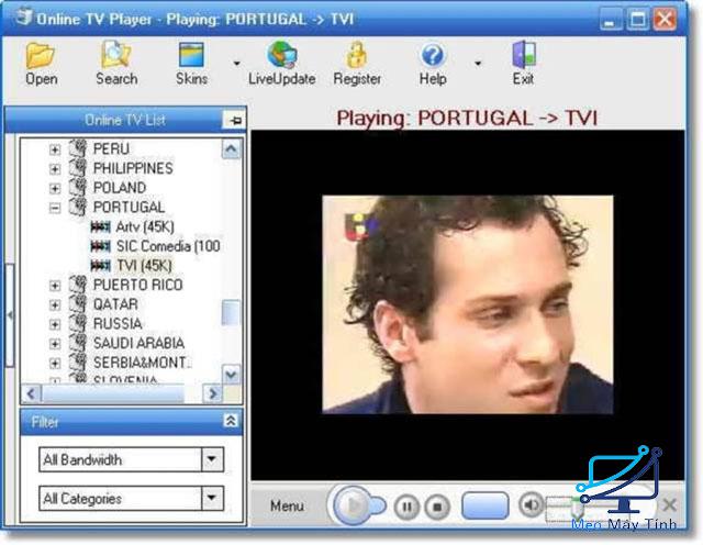 Phần mềm xem tivi trên máy tính Online TV Player